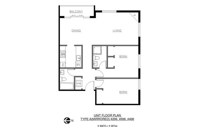 2 beds, 2 baths, 823 sqft, $1,787, Unit 306