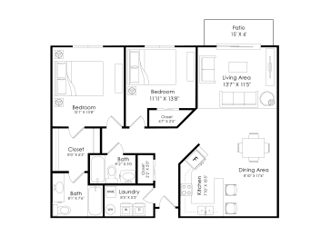 2 beds, 2 baths, 1,144 sqft, $1,764