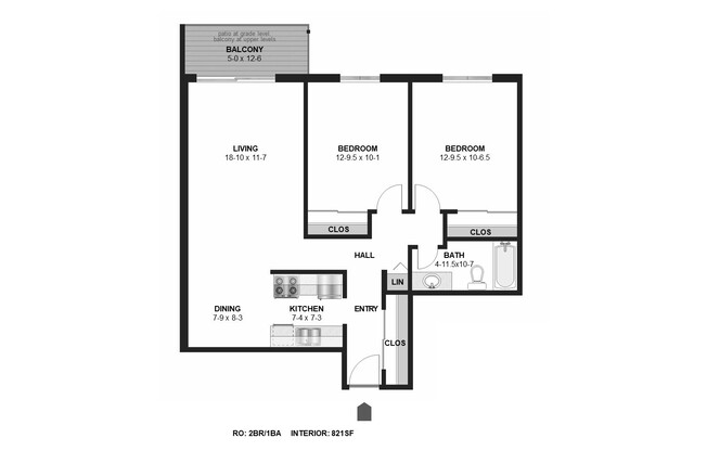 2 beds, 1 bath, $1,075, Unit 1200104