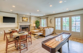 game room with shuffleboard