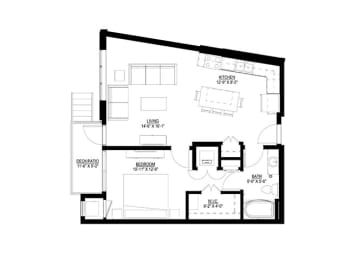1 bed, 1 bath, 784 sqft, $1,430