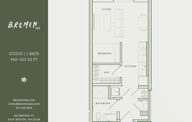 Studio, 1 bath, 454 sqft, $2,500, Unit 317