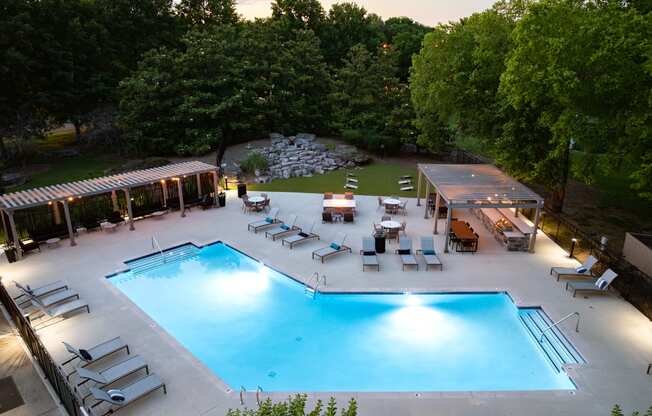 arial view of a pool at the resort at governors island