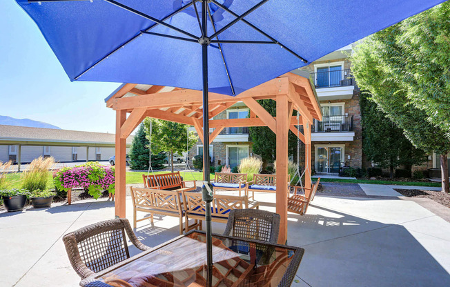 our apartments showcase a beautiful patio at The Beckstead, South Jordan