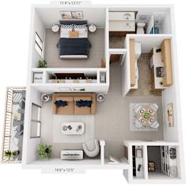 1 bed, 1 bath, 734 sqft, $996