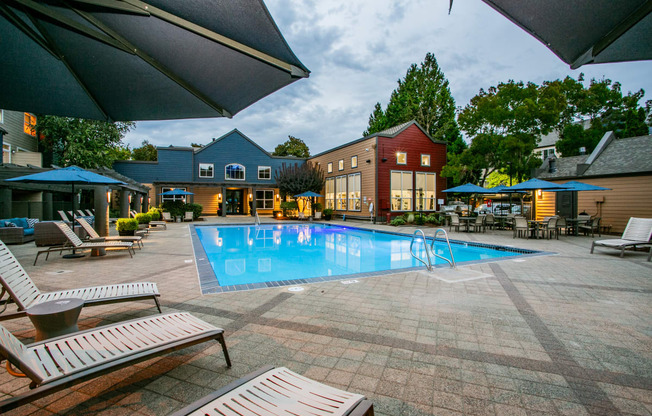 Seasonal Swimming Pool with Poolside Seating at Downtown Portland Apartments