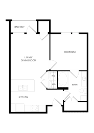1 bed, 1 bath, 636 sqft, $1,430