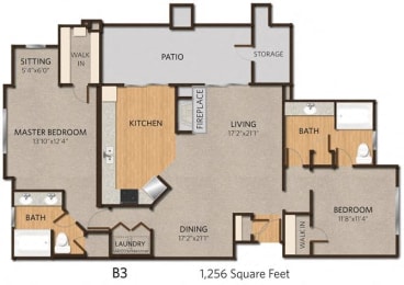 2 beds, 2 baths, $2,249