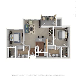 2 beds, 2 baths, 1,038 sqft, $1,364