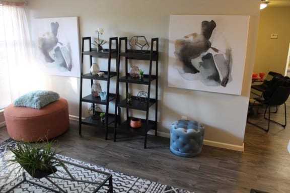 living room shelving features