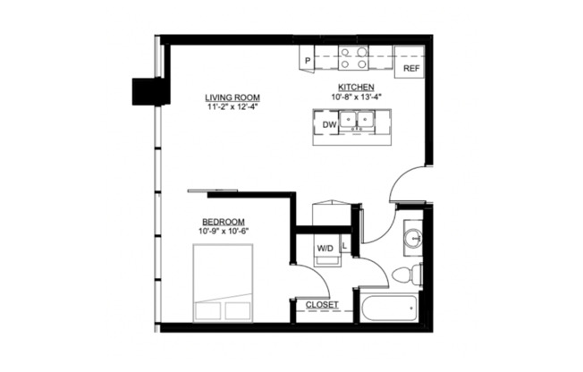 1 bed, 1 bath, 547 sqft, $1,695, Unit 412