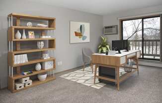 Home Office with Decorative Cabinet