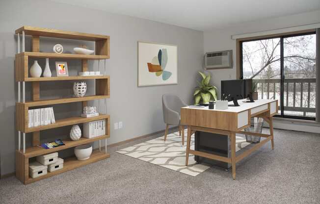 Home Office with Decorative Cabinet