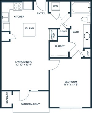 1 bed, 1 bath, 710 sqft, $1,563