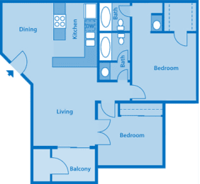 2 beds, 2 baths, 845 sqft, $966