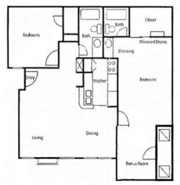 2 beds, 2 baths, 1,030 sqft, $1,375
