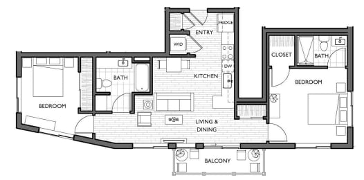 2 beds, 2 baths, 940 sqft, $1,899