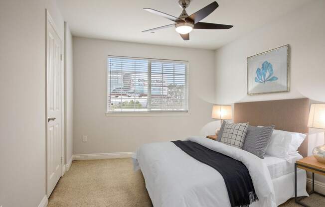 Bedroom With Ceiling Fan at Madison Toluca, North Hollywood, California