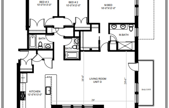 3 beds, 3 baths, 1,875 sqft, $3,195, Unit 1622- unit D