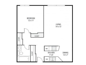 1 bed, 1 bath, 625 sqft, $1,255