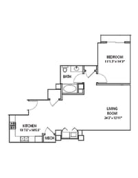 1 bed, 1 bath, 1,075 sqft, $1,660