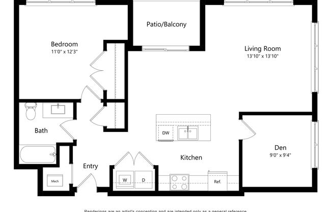 1 bed, 1 bath, 910 sqft, $2,050