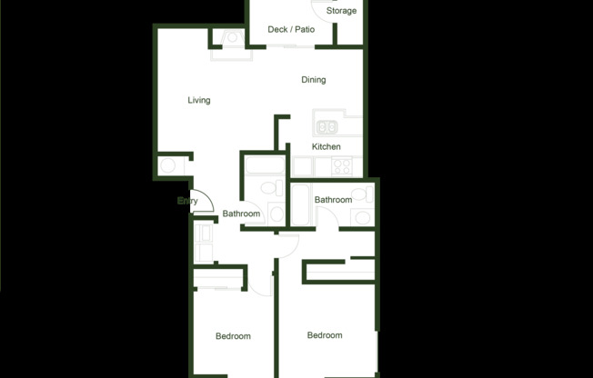 2 beds, 2 baths, 984 sqft, $2,175, Unit B203