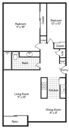 2 beds, 1 bath, 834 sqft, $1,425