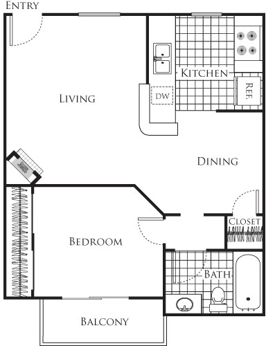 1 bed, 1 bath, 609 sqft, $1,944