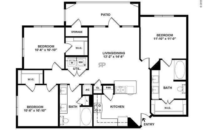 3 beds, 2 baths, 1,150 sqft, $1,695