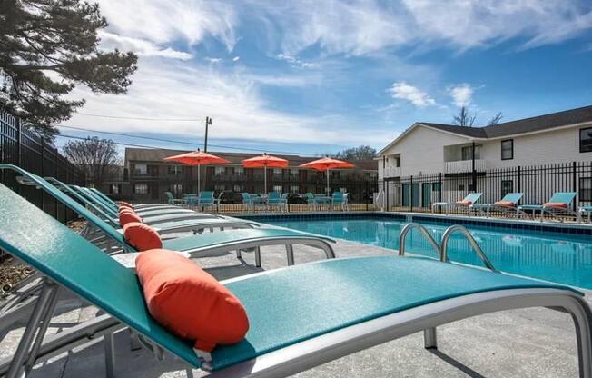 Poolside Relaxing Chairs at Cleo Apartments, Athens, 35611