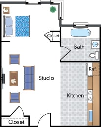Studio, 1 bath, 453 sqft, $1,999