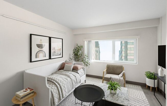 Model apartment without murphy bed