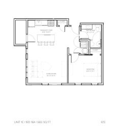 1 bed, 1 bath, 665 sqft, $1,540