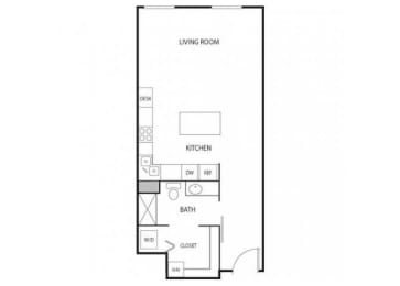 Studio, 1 bath, 504 sqft, $1,330