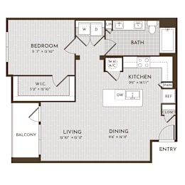 1 bed, 1 bath, 874 sqft, $1,466