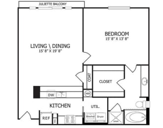 1 bed, 1 bath, 910 sqft, $1,353