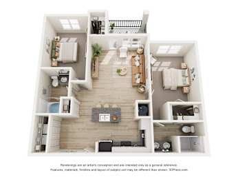 2 beds, 2 baths, 1,123 sqft, $1,780