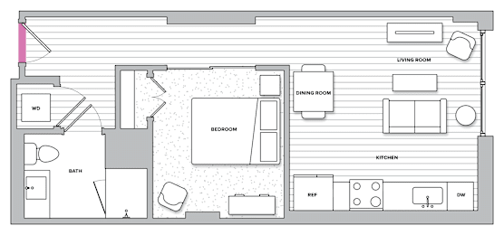 1 bed, 1 bath, 570 sqft, $2,053