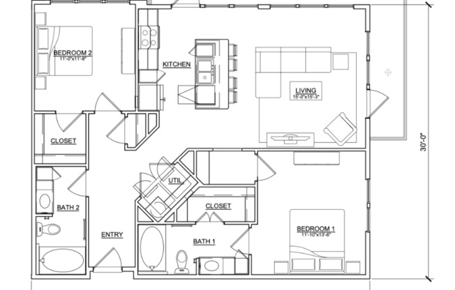 2 beds, 2 baths, 1,116 sqft, $2,499