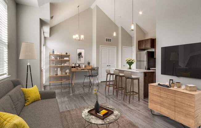 Living Room With Gourmet Kitchen View at 24 at Bloomfield, Michigan, 48302