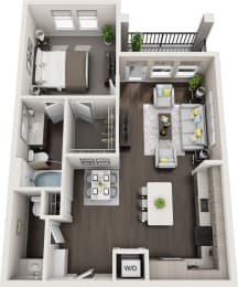 1 bed, 1 bath, 863 sqft, $1,508