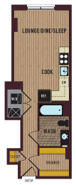 Studio, 1 bath, 420 sqft, $1,995