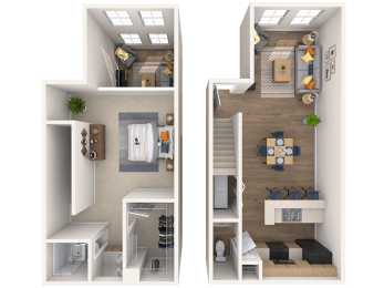 1 bed, 1.5 baths, 891 sqft, $812