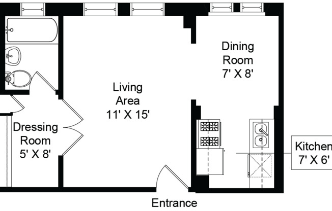 Studio, 1 bath, 425 sqft, $1,575, Unit 429-106