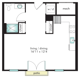 Studio, 1 bath, 561 sqft, $2,115