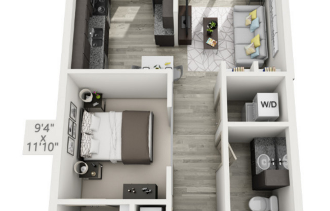 Studio, 1 bath, 630 sqft, $1,445