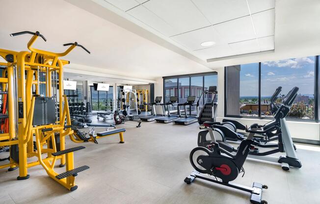 Outfitted with a full suite of cardio and strength equipment, the fitness studio makes it easy to stay active with a view.