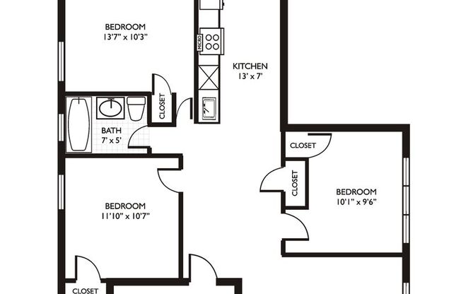 3 beds, 1 bath, 850 sqft, $2,500, Unit 6948-1