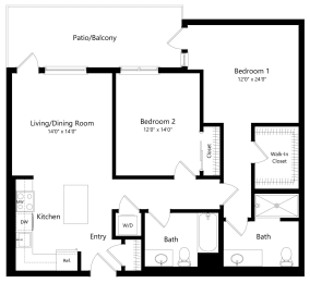 2 beds, 2 baths, 1,054 sqft, $3,399